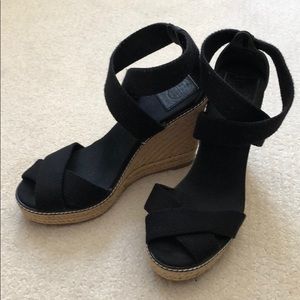 Tory Burch Black Espadrille Wedges